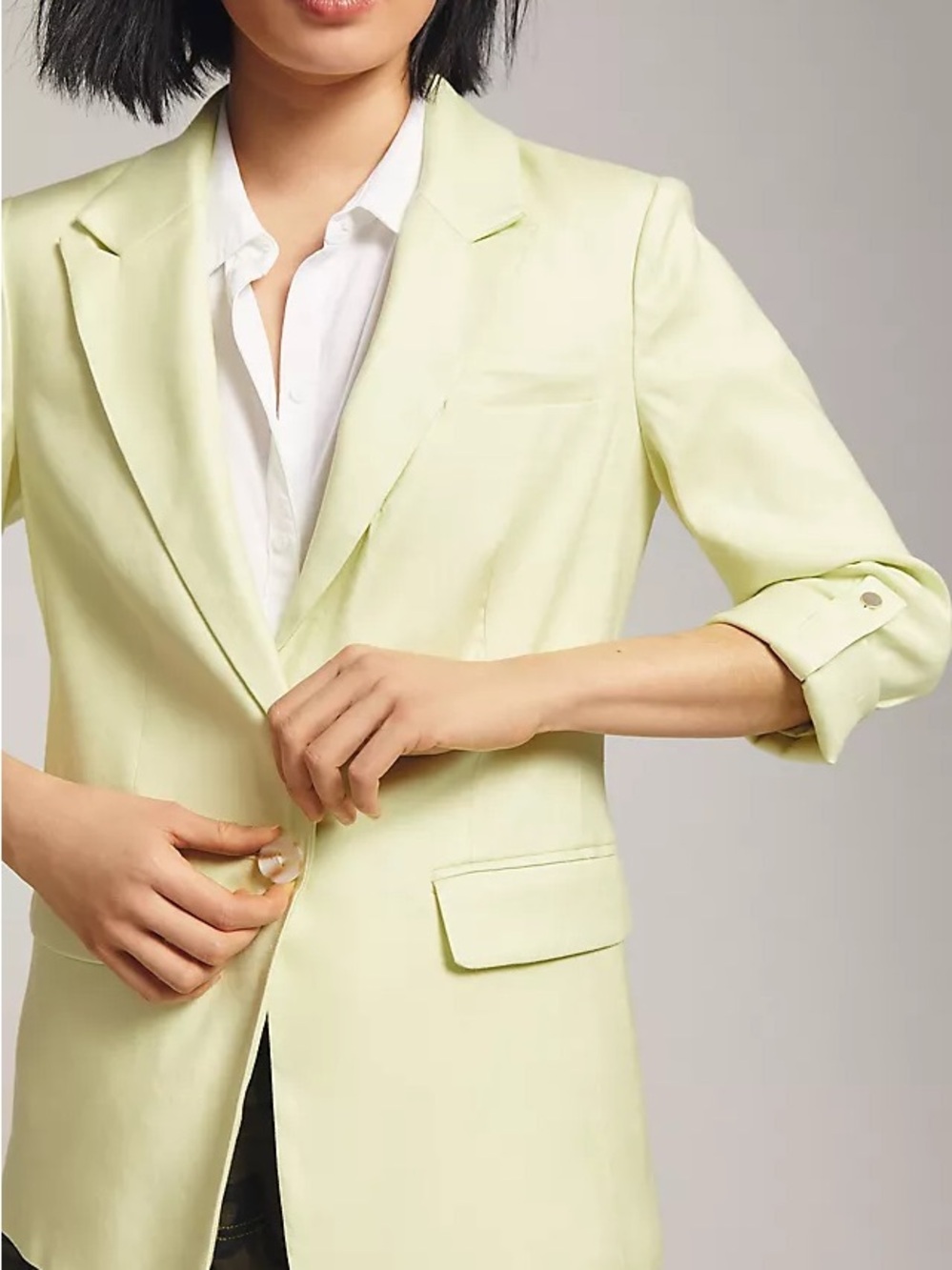Anthropologie Maeve Linen Roll-Sleeve Blazer